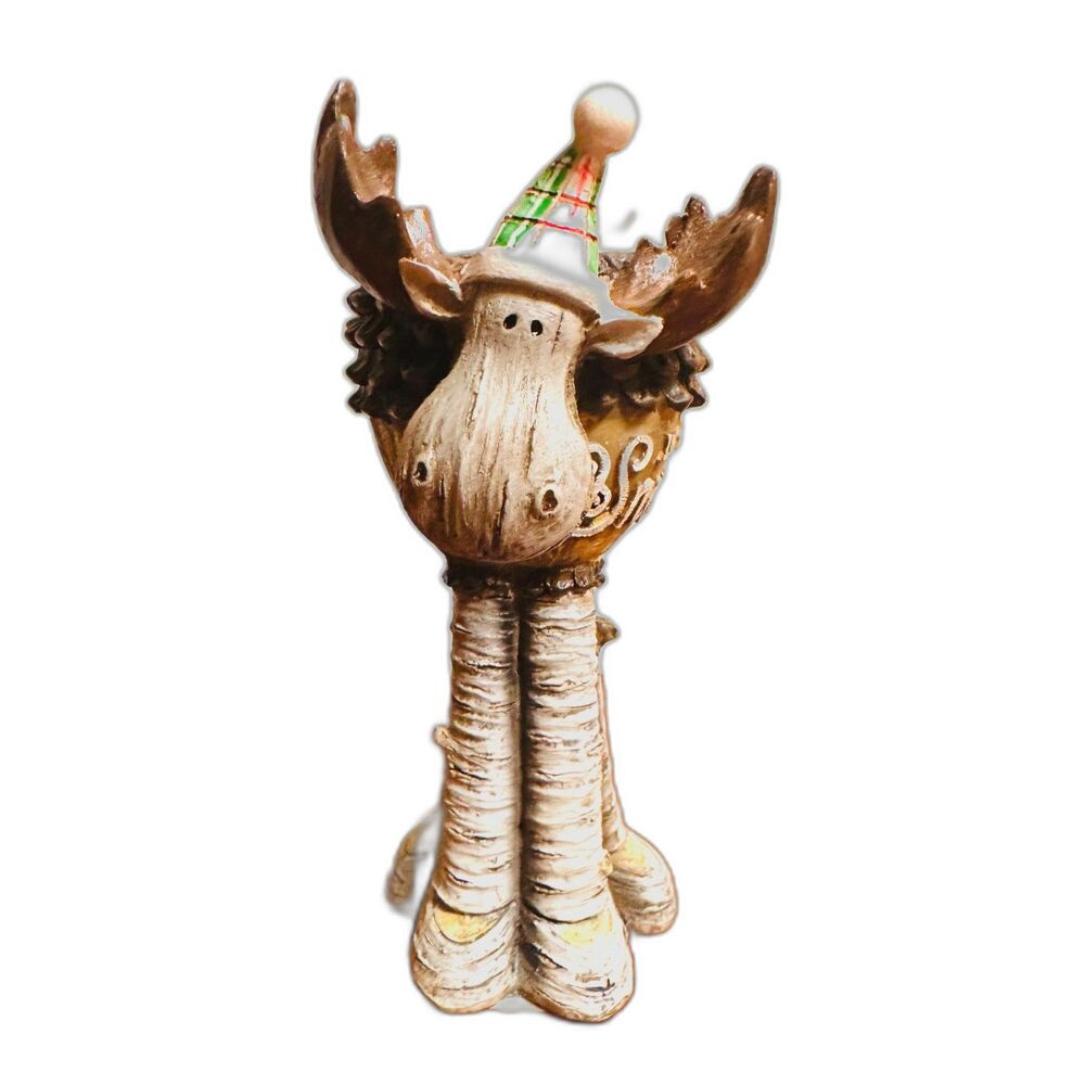 Christmas Home Decorative Resin Moose Figurine "Let is Snow" Candle Holder